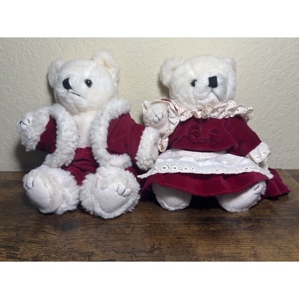 Rare 80/90s Vintage Oriental Trading Christmas Bears Plush Poseable Collectible